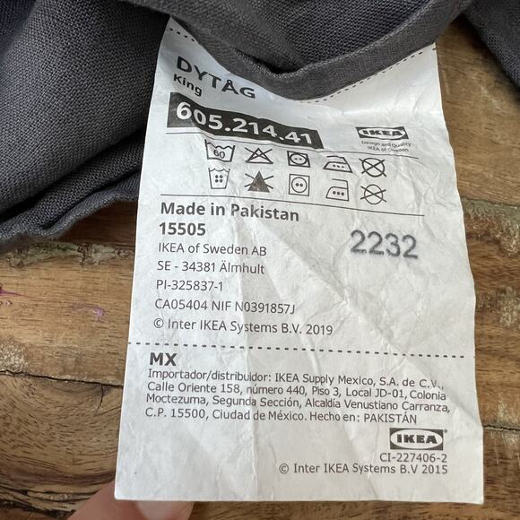 Ikea Dytag King Pillowcase 36 x 20" Dark Gray 100% Linen - Picture 4 of 7